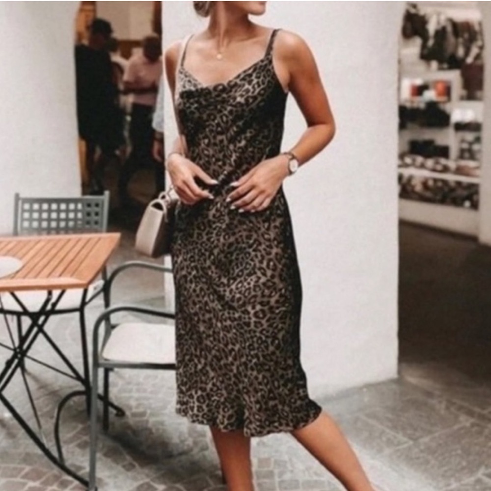 Nicole Miller Leopard Print Midi Dress